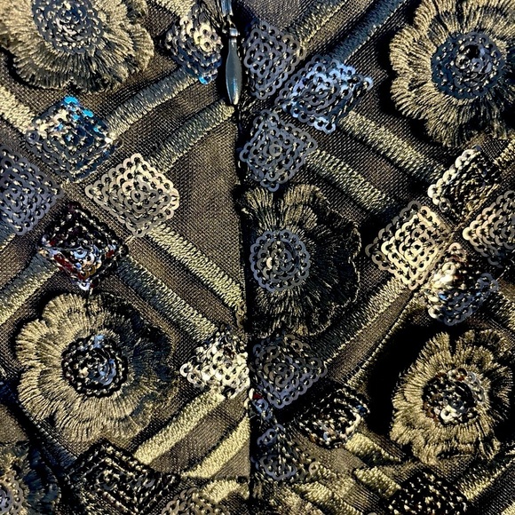 SARA CAMBELL COCKTAIL SLEEVELESS FITTED SIZE 4 LINED FLORA APPLIQUÉS  GORGEOUS - Picture 9 of 15